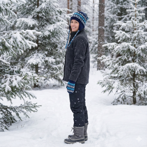 Bonnet Péruvien Sunam Tricot laine Violet