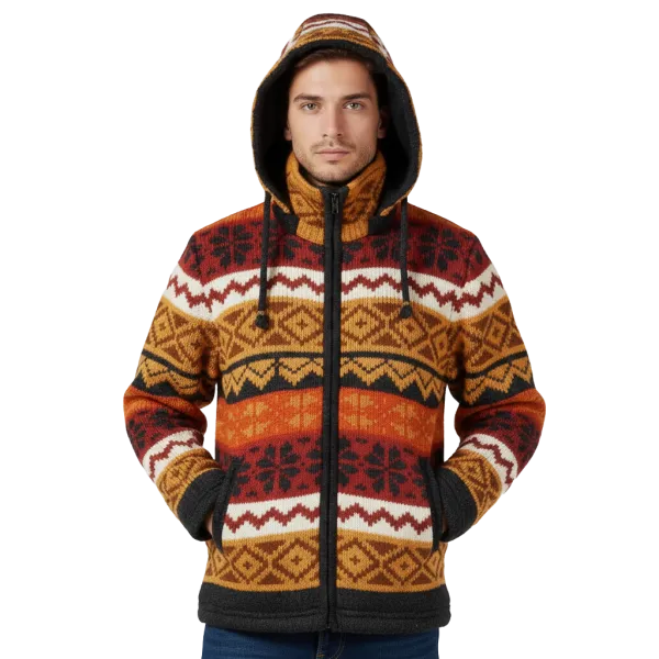 Veste Barud Artisanale - 100% Laine du Népal & Doublée Polaire