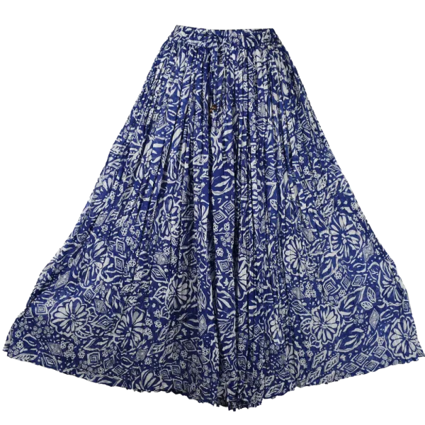 Jupe Longue en Voile de Coton – Harmonie Graphique Bleue