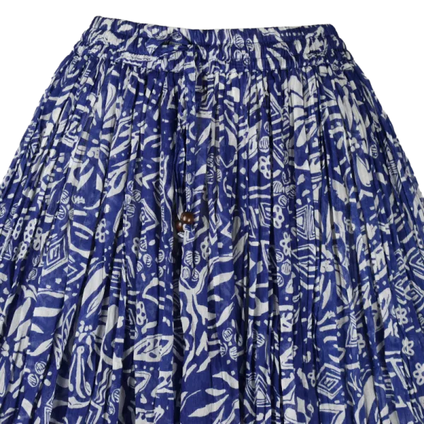 Jupe Longue en Voile de Coton – Harmonie Graphique Bleue