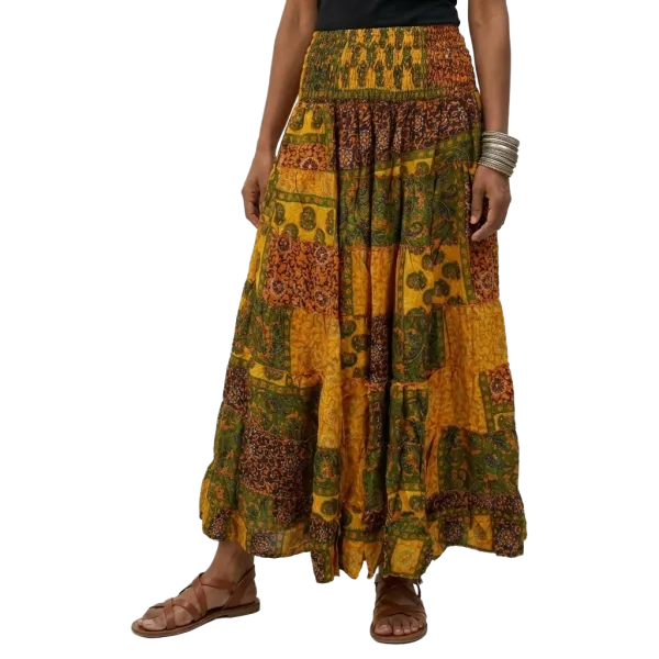 Jupe Longue 2 en 1 Patchwork Hippie