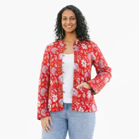 Veste Matelassée Réversible Tropicale & Block Print Bleu