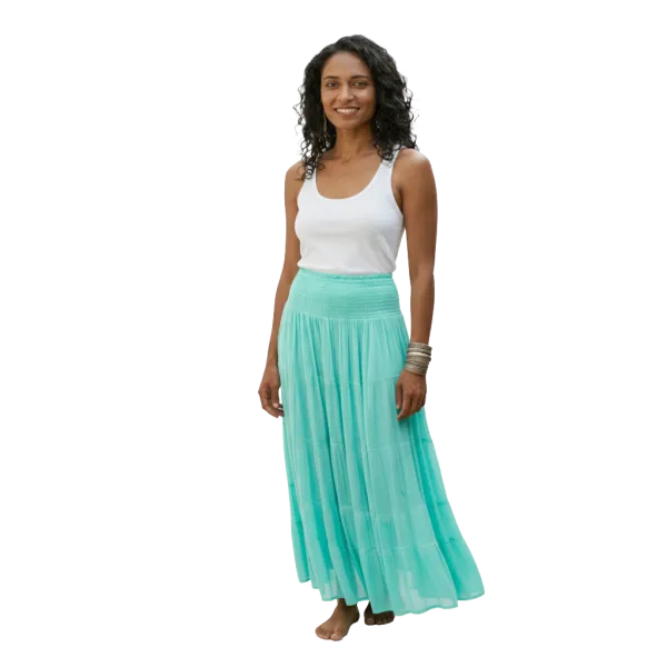 Jupe Longue Bohème à Volants – Douceur et Style Délavé