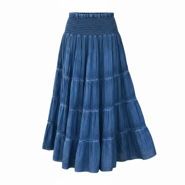 Jupe Longue Bohème à Volants – Douceur et Style Délavé