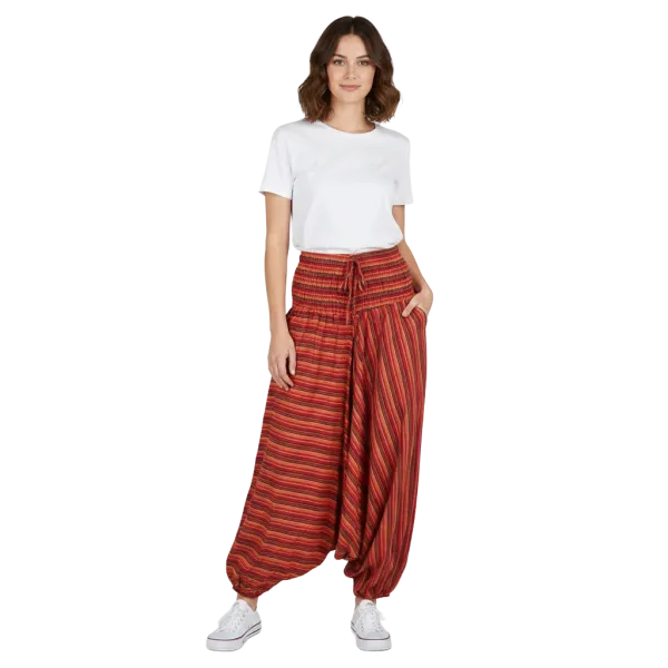 Sarouel Mixte Niali Coton Rayé Rouge