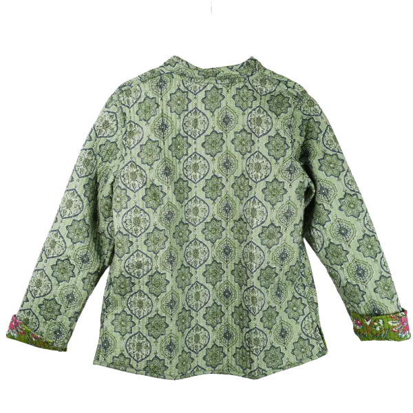 Veste Matelassée Réversible "Jardin d'Anis & Géométrie Olive"