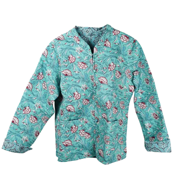 Veste Matelassée Réversible "Douceur Menthe & Mandalas Azur"