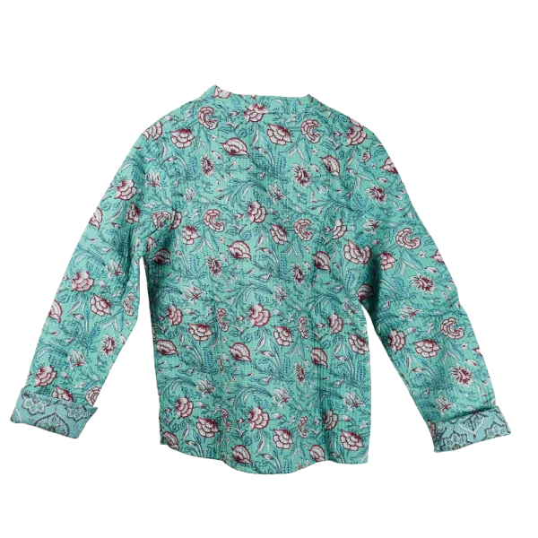 Veste Matelassée Réversible "Douceur Menthe & Mandalas Azur"