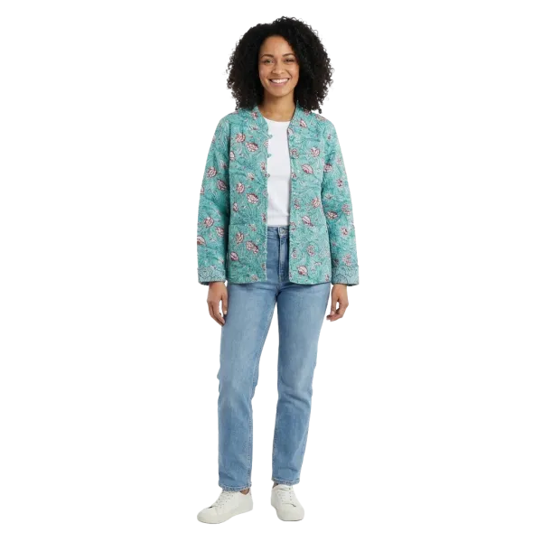 Veste Matelassée Réversible "Douceur Menthe & Mandalas Azur"