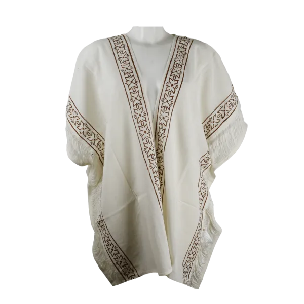 Veste Poncho Ajourée "Esprit Nomade" - Coton Artisanal & Block Print