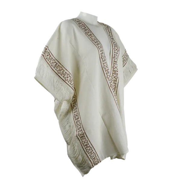 Veste Poncho Ajourée "Esprit Nomade" - Coton Artisanal & Block Print