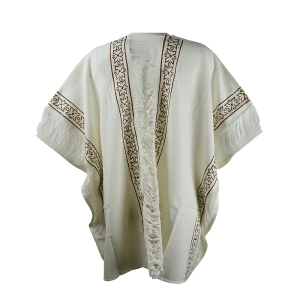 Veste Poncho Ajourée "Esprit Nomade" - Coton Artisanal & Block Print
