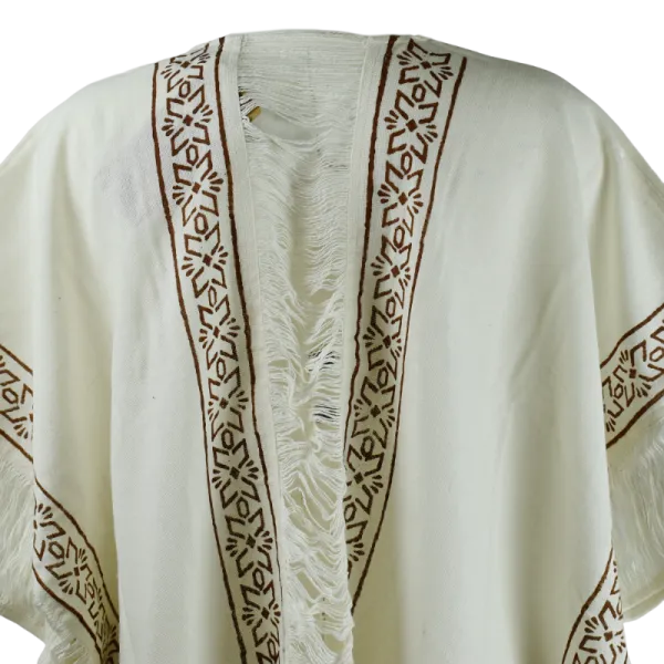 Veste Poncho Ajourée "Esprit Nomade" - Coton Artisanal & Block Print