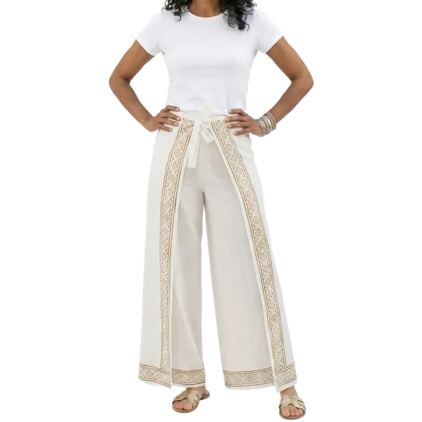 Pantalon Portefeuille en Coton Slub "Sérénité Ethnique"