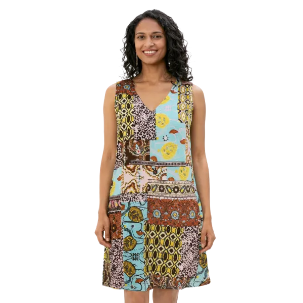 Robe Courte en Viscose "Mosaïque Bohème"