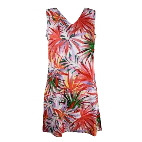 Robe Courte en Viscose "Jungle Flamboyante"
