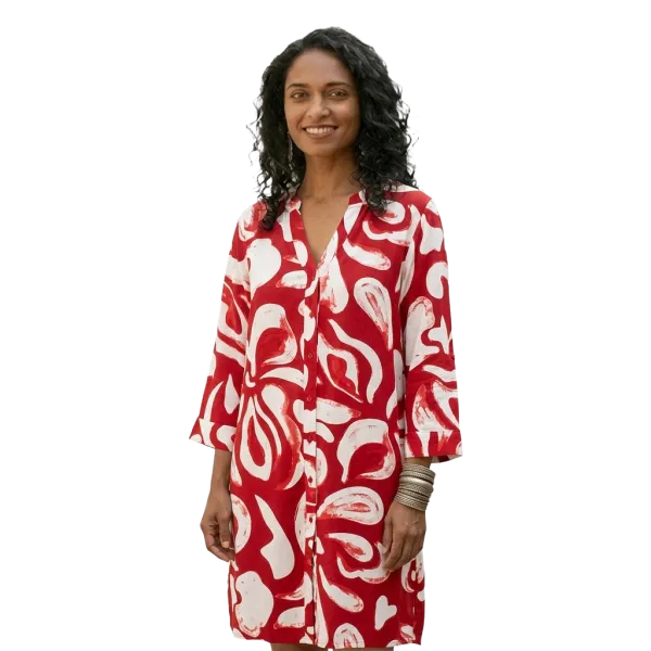 Robe Courte / Tunique en Viscose "Jardin Graphique"