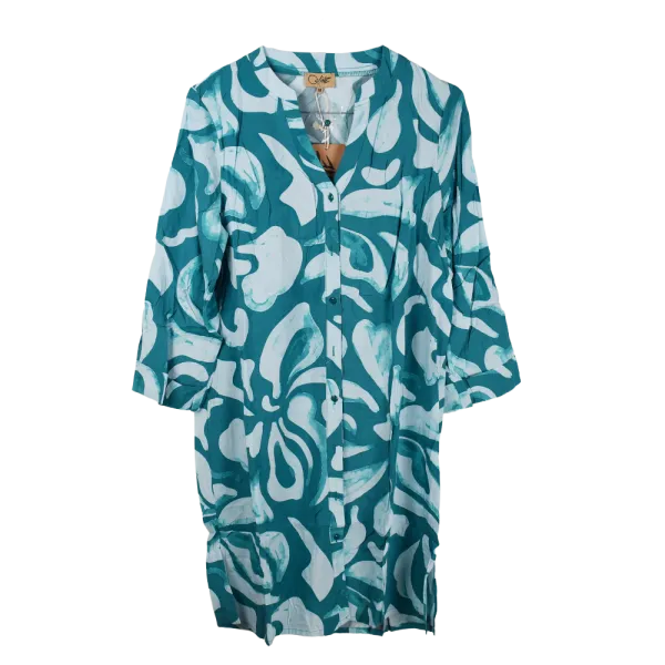 Robe Courte / Tunique en Viscose "Jardin Graphique"