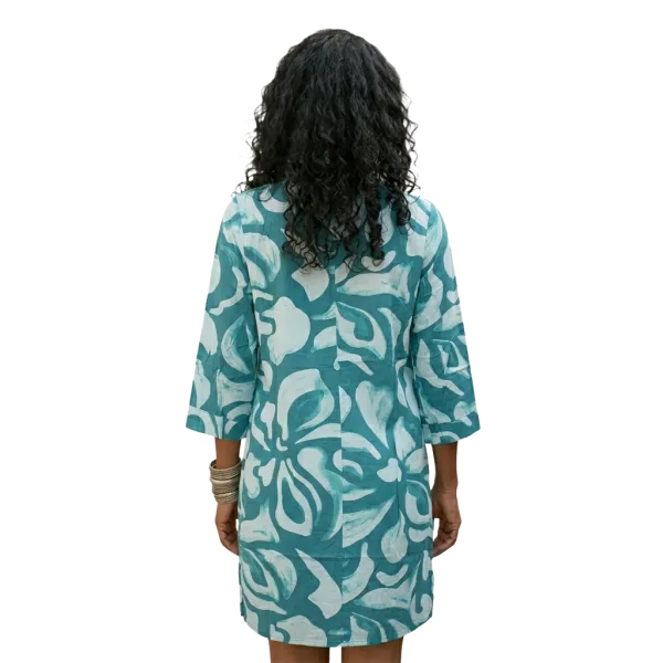 Robe Courte / Tunique en Viscose "Jardin Graphique"
