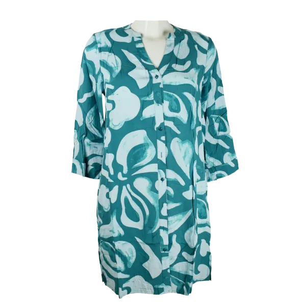 Robe Courte / Tunique en Viscose "Jardin Graphique"
