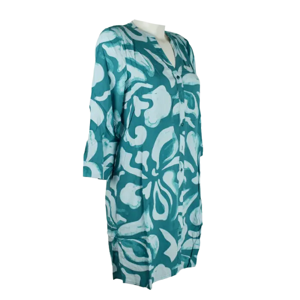 Robe Courte / Tunique en Viscose "Jardin Graphique"