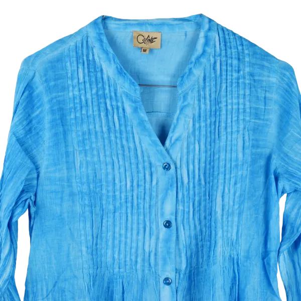 Tunique en Voile de Coton "Lagune Azur" - Effet Tie & Dye