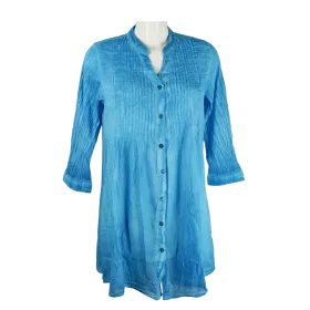 Tunique en Voile de Coton "Lagune Azur" - Effet Tie & Dye