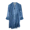 Tunique en Voile de Coton "Lagune Azur" - Effet Tie & Dye
