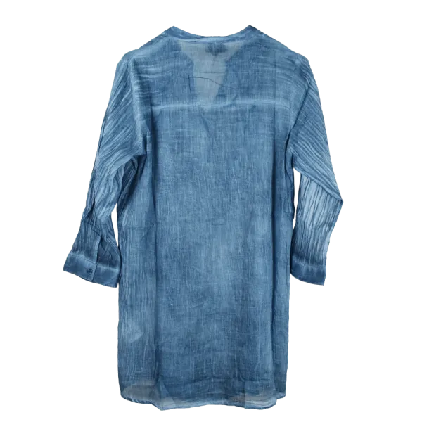 Tunique en Voile de Coton "Lagune Azur" - Effet Tie & Dye