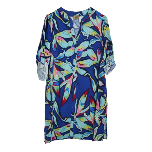 Robe Fluide en Viscose Fleurie "Jardin Indigo"