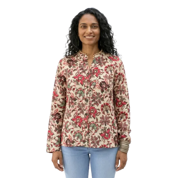 Chemisier Artisanal en Coton Indien "Jardin des Merveilles" - Bloc Imprimé