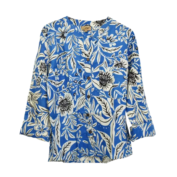 Chemisier Artisanal en Coton Indien "Azur & Sable"