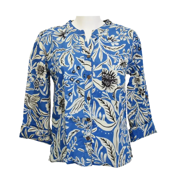 Chemisier Artisanal en Coton Indien "Azur & Sable"