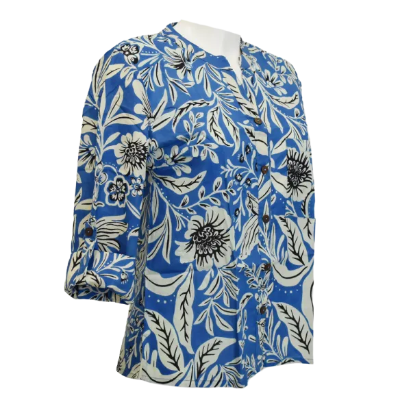Chemisier Artisanal en Coton Indien "Azur & Sable"