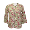 Chemisier Artisanal en Coton Indien "Jardin de Printemps" - Vert Anis & Rose