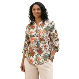 Chemisier Artisanal en Coton Indien "Paon Impérial" - Imprimé Floral