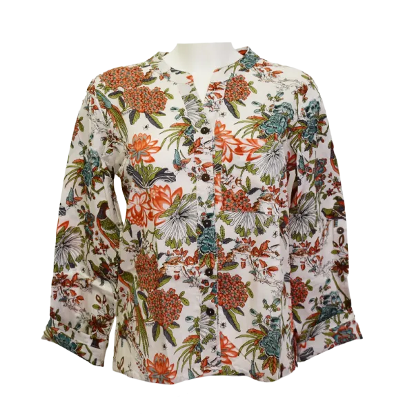 Chemisier Artisanal en Coton Indien "Paon Impérial" - Imprimé Floral