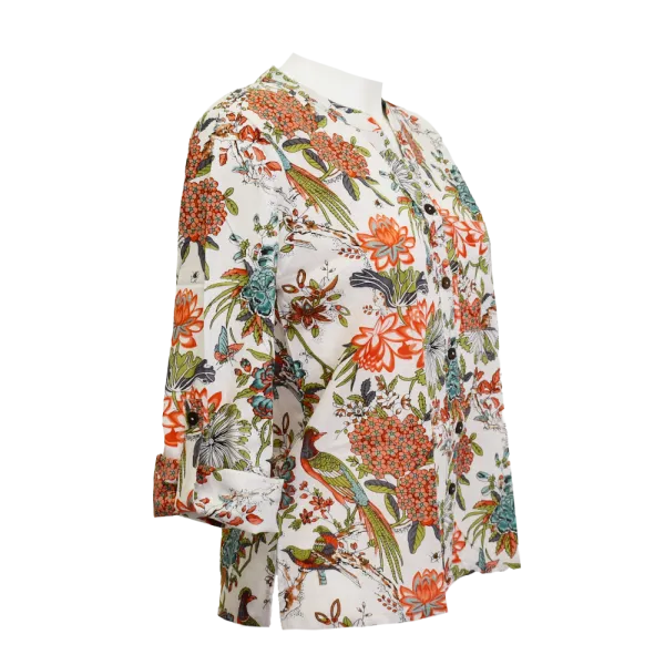 Chemisier Artisanal en Coton Indien "Paon Impérial" - Imprimé Floral