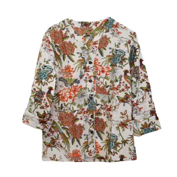 Chemisier Artisanal en Coton Indien "Paon Impérial" - Imprimé Floral