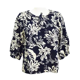 Blouse Vaporeuse "Nuit Florale" - Marine & Beige