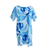 Robe Courte Viscose "Azur Floral" - Bleu et Blanc