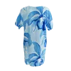 Robe Courte Viscose "Azur Floral" - Bleu et Blanc