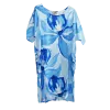 Robe Courte Viscose "Azur Floral" - Bleu et Blanc