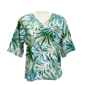 Top en Viscose "Jungle Tropicale" - Vert et Blanc - S au XXL