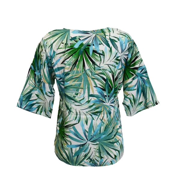 Top en Viscose "Jungle Tropicale" - Vert et Blanc - S au XXL