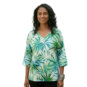 Top en Viscose "Jungle Tropicale" - Vert et Blanc - S au XXL
