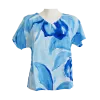 Top Viscose Aquarelle Florale Col V Rose & Bleu