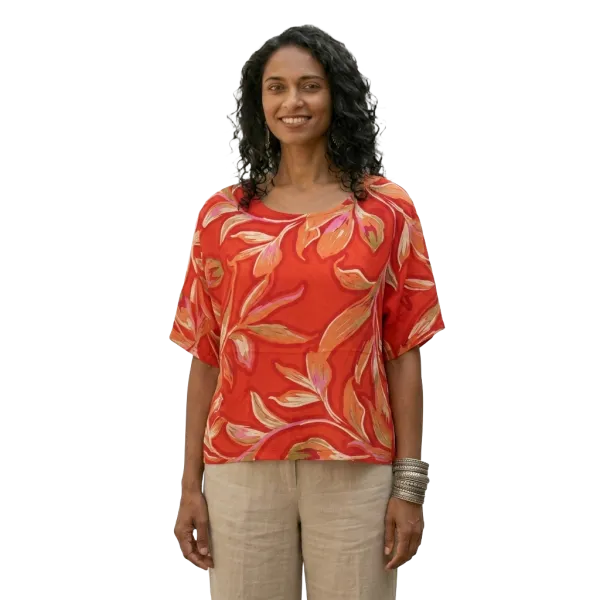 Top en Viscose "Jardin des Sens" - Motif Floral - S au XL