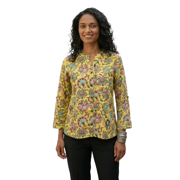 Chemisier Artisanal en Coton Indien "Jardin des Merveilles" - Bloc Imprimé