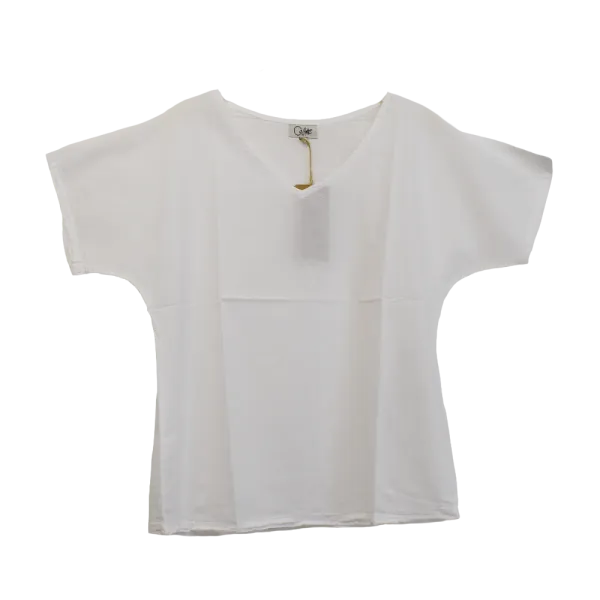Top Uni Stonewashed - Blanc et Aqua - S au XXL